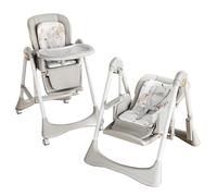 Sianldcone Cuir PU Chaise Haute Bébé, Chaises Hautes avec Fonction de Balancelle, Chaise Haute Plateau Double Couche (8121 Gray)