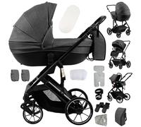 Sianldcone Poussette 4 en 1, Tissus Haut de Gamme Poussette Bebe, Poussoir Bidirectionnel Pousette Avec Cosy, Vision Buverte Poussettes Combinées (688 Deep Grey)