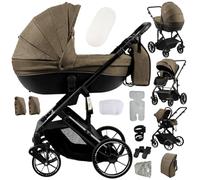 Sianldcone Poussette 4 en 1, Tissus Haut de Gamme Poussette Bebe, Poussoir Bidirectionnel Pousette Avec Cosy, Vision Buverte Poussettes Combinées (688 Khaki)