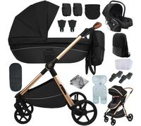 Sianldcone Poussette 4 en 1, Tissus Haut de Gamme Poussette Bebe, Poussoir Bidirectionnel Poussettes Avec Cosy, Vision Buverte Poussettes Combinées (H2 Black)