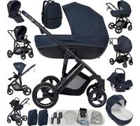 Sianldcone Poussette 4 en 1, Tissus Haut de Gamme Poussette Bebe, Poussoir Bidirectionnel Poussettes Avec Cosy, Vision Buverte Poussettes Combinées (H2 Blue)