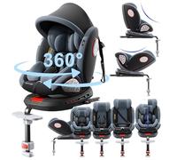 Sianldcone Rotatif à 360° Siege Auto Bebe, Hauteur et Inclinaison Réglables Sièges Auto, Anti-collision Siegeauto Isofix, Facile à Nettoyer Siègeauto (Grey with Foot Rest Frame)