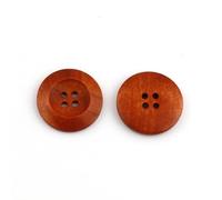 SiAura Material - Lot de 50 boutons ronds en bois de 30 mm, marron, 4 trous I pour la couture, le bricolage et la décoration.