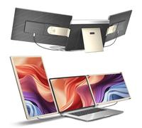 siaviala Extension D'écran d'ordinateur Portable, Triple Moniteur Portable 15,6" FHD 1080p, Compatible avec Windows, Mac, Chrome, pour Ordinateur Portable de 13" à 17,3"
