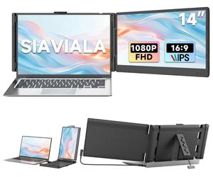 SIAVIALA P6 - Écran d'Extension Double 14 Pouces pour Portable, Design Classique, Moniteur Double Portable FHD 1080P IPS