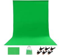 SIAZIH Greenscreen Toile de fond pour photo 1,8 x 2,8 m, pliable, vert, fabriquée en mélange de coton et de polyester, avec 6 clips de fond (poids approximatif : 700 g)
