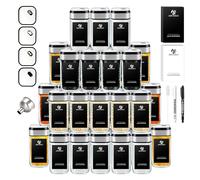 SIAZIH Pot a Epices Set Carré Rotatif,Trois Calibres Réglables 360°, 35 Coffret Epices, 120 ml Pot Epices Verre, Parfait Rangement Epices Cuisine