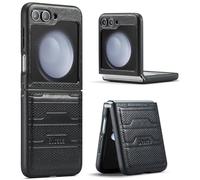 Sibada Conçu pour Samsung Galaxy Z Flip6 Étui à rabat en cuir avec charnière de connexion, étui de téléphone portable antichoc pour Samsung Z Flip 6 (2024) - Noir