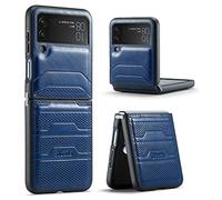 Sibada Cuir Coque pour Samsung Galaxy Z Flip4 5G Cas avec Charnière De Connexion pour Galaxy Flip 4 (2022) - Bleu