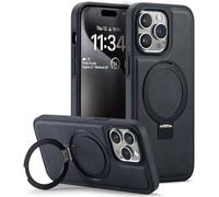 Sibada Étui en Cuir pour iPhone 14 Pro Max avec Support Circulaire dissimulé pour téléphone Portable magnétique, Tendance et élégant (2023) 6,7" Noir