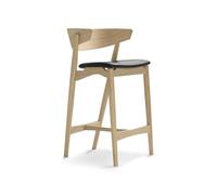 Sibast Furniture No 7 Tabouret de Bar Chêne Huilé Blanc et Cuir Noir