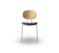 Sibast Furniture Piet Hein Chaise de Salle à Manger en Bois de Chêne Chrome et Cuir Noir