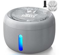 SIBAYS Fontanella per Gatti - 3.5L Fontana per Gatti Con Pompa 25dB Ultra Silenziosa & Finestra a LED - Fontanella per Cani Con 2 Filtri a Carbone Attivo, Senza BPA, Filtrazione Profonda, FS77 (GY)