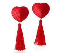 Sibba Coussinets De Poitrine Adhésifs en Silicone avec Pétales De Cœur Coussinets De Poitrine Rouges avec Strass Réutilisable Respirant Rembourrage De Poitrine Accessoires De Lingerie