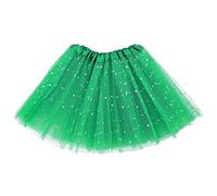 Sibba Jupe tutu scintillante 3 couches en tulle pailleté étoile jeu de rôle fête princesse anniversaire fille, vert, 9-13 Years