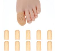 Sibba Lot de 10 Coussinets de Protection Respirants en Silicone Avec Trous pour Orteils Couvre Orteils Confortables Beige Attelle pour Orteils en Marteau pour Frotter les Cors et Les Ongles