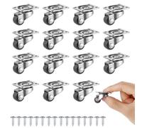 Sibba Lot de 16 Petites Roulettes Pivotantes à 360 ° Petites Roues Pivotantes en Caoutchouc Roulettes de Transport Universelles avec Vis pour Mini Meubles Boîte de Rangement