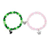 Sibba Lot de 2 bracelets d'amitié assortis en forme de cœur avec perles de cristal - Couronne - Chapeau de sorcière - Chaîne porte-bonheur pour meilleurs amis, sœurs, âmes sœurs, âmes sœurs