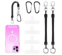 Sibba Lot de 2 cordons d'attache de téléphone portable avec 4 patchs universels anti-chute pour tous les smartphones en plein air, randonnée, pêche, cyclisme, ski - Noir