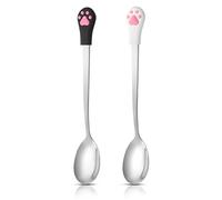 Sibba Lot de 2 Cuillères À Nourriture En Acier Inoxydable pour Chien et Chat Cuillère À Expresso Portable pour Aliments en Conserve Tasse pour Mélanger le Thé Le Café Le Dessert Argent