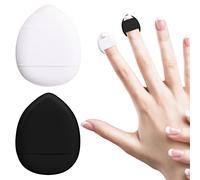 Sibba Lot de 2 Houppettes de Maquillage Triangulaires pour le Visage Joli Accessoire de Beauté Portable Sangle pour les Doigts Petite Tête Rangement pour Fond de Teint Pinceau à Couverture Souple