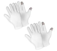Sibba Lot de 2 paires de gants hydratants pour écran tactile En coton blanc Pour soigner l'eczéma Lotion de sommeil Traitement des mains Réparation des mains rugueuses craquelées sèches et gercées