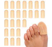 Sibba Lot de 24 capuchons d'orteils avec trous - Protection des orteils - Grands orteils - Tubes contre la formation d'ampoules et de callosités - Séparateurs d'orteils en silicone - Pour cors