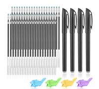 Sibba Lot de 48 stylos magiques et recharges pour exercices d'écriture rainurés magiques Stylo à encre spécial avec 40 recharges d'encre, 4 étuis à stylos, 4 poignées, pratique réutilisable rainurée