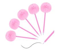 Sibba Lot de 5 stylos à bille à encre gel rose pelucheuse - Stylo à bille mignon - Encre noire - Marqueur permanent à encre gel en peluche pour bureau, fille, Saint-Valentin