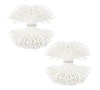 Sibba Lot de 800 étamines artificielles à double tête - 2 mm - Blanc nacré - Pollens artificiel - Fait à la main - Pour la fabrication de fleurs, les loisirs créatifs, la décoration de mariage