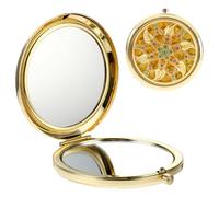 Sibba Miroir Cosmétique Compact Grossissant De Poche Rond Pliable À La Main Style Palais Motif Vintage Double Face Minuscule Portable Adapté À L'embellissement Quotidien Maquillage Miroir De Voyage