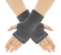 Sibba Mitaines Mitaines Mitaines Hiver Épais Court Extensible Coton Tricoté Moufles Poignets Tricotés Trou Pouce Bureau Taper Téléphone Arthrite Unisexe Femme Homme, 1 paire de chaussettes grises,