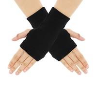Sibba Mitaines Mitaines Mitaines Hiver Épais Court Extensible Coton Tricoté Moufles Poignets Tricotés Trou Pouce Bureau Taper Téléphone Arthrite Unisexe Femme Homme 1 Paire Noire Taille Unique