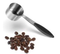 Sibba Tasse À Mesurer en Acier Inoxydable Cuillères À Café en Métal Outils de Mesure Portables Cuillère À Soupe À Long Manche Balance de Cuisine Poignée en Silicone Noir Cuillère