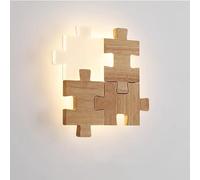 SIbeg Applique Murale LED 12 W pour Chambre d'enfant - Décoration Puzzle en Bois - 3 Couleurs - Lampe de Chevet à intensité Variable - Lampe Murale en Bois - Veilleuse Murale pour Chambre à Coucher,