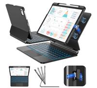 SIBEITU Étui avec clavier pour iPad Air 11" (M3/M2, 2025/2024) et iPad Pro 11/Air 5e/4e génération, support magnétique facile à régler, coque amovible, pavé tactile de précision, clavier rétroéclairé