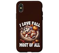 Siberian Husky Puppy I Love Fall Most of All for Husky Lover Coque pour iPhone X/XS