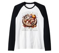 Siberian Husky Puppy I Love Fall Most of All for Husky Lover Manche Raglan