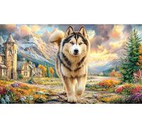 Siberian-Husky Puzzle 1000 pièces Défi de Jeu éducatif Jeu Familial Amusant & Stimulant Cadeau pour Femmes et Hommes à des Fins de Relaxation 70x50/1000 pièces