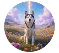 Siberian Husky, Puzzle Design Rond 1000 Pièces Illustré Dechien de Compagnie, Destiné Aux Amateurs d'art Mural 1000pcs (67.5x67.5cm)