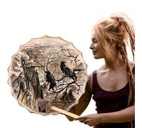 Sibérien - Spirituel Chaman, Design Corbeau Et Ancien, Instrument De Percussion En Bois, Tambours Musicaux Mystiques Avec En Polyester Résistant, Rituels Chamaniques Portatil