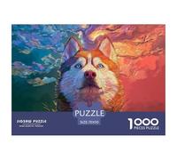 Siberin Husky in The Style of Vector Art 1000 Pièces Carton Premium Coffret De Puzzles Colos-up Husky Stimulant Et Éducatif Jeu Familial Puzzles As Birthday Gifts 70x50cm/1000pcs