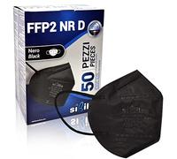 SIBILLA 50 Pièces Masque FFP2 Noir NR D avec Certifié CE0465, Masque Noir FFP2 à 5 Couche Haute Protection Respiratoire BFE≥99%, Masques Scellés et Emballés Individuellement