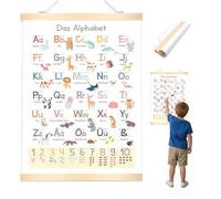 Siblaies Poster ABC pour enfants jusqu'à l'école primaire | Alphabet Chiffres Poster éducatif pour apprendre les lettres | 40 x 60 cm pour chambre d'enfant, jardin d'enfants, maternelle