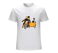 SIBOER Men's Tin-Tin and Transportation T-Shirt White L