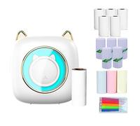 SIBOMTEX Mini imprimante thermique portable sans fil Connexion BT 203 DPI pour étiquettes d'image, bricolage, liste de meno, notes, journal, reçus, autocollant instantané avec 6 rouleaux de PA