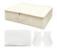 Sibosen Boîte de rangement pour robe de mariée avec 40 feuilles et 1 paire de gants en microfibre sans acide pour le rangement de robe de mariée, beige
