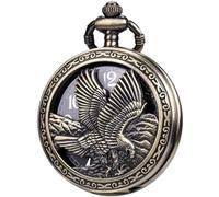 SIBOSUN Eagle Design Montre de poche avec chaîne antique Mouvement à quartz Qocket Montre Homme Chiffres Arabes Cadran Bronze Noir, 6. Bronze et noir