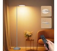 SIBRILLE 36W Lampadaire Sur Pied Salon, 2400lm Super Lumineux Moderne Lampadaire LED Dimmable avec Télécommande, 3000K-6000K Lampe sur pied Lampe de Lecture Rotative pour Salon Chambre Bureau(Argent)