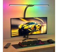 SIBRILLE Lampe de Bureau LED RVB à Double Tête, 22W 80cm Lampe de Table à Clipser avec Télécommande, 5 Températures de Couleur&Luminosité Lampe de Lecture Rotative pour Design,Lecture,Ecran pc